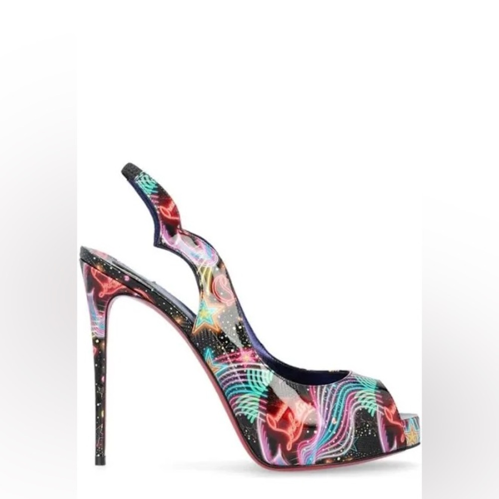 Christian Louboutin Multicolor Patent Leather Star Slingback Heels 38 - Picture 5 of 17